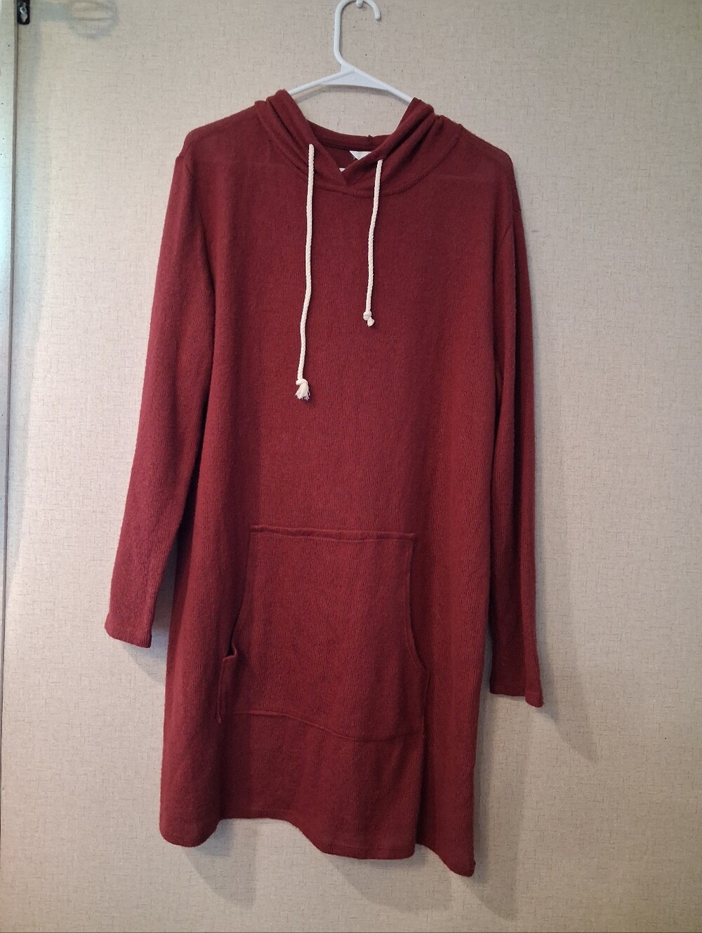 Caslon Rust Red Hooded Long Sweater Dress